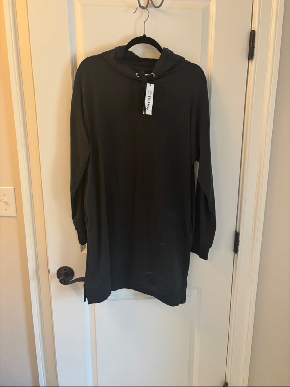The Drop Black Longline Hooded Sweatshirt